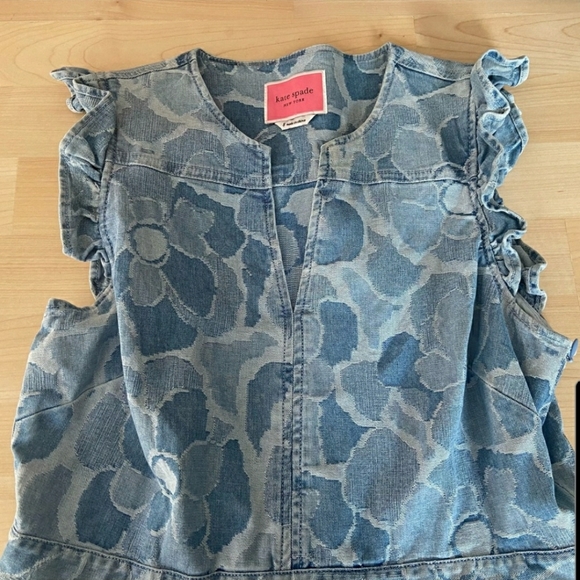 Kate Spade abstract peony denim dress - Picture 2 of 10